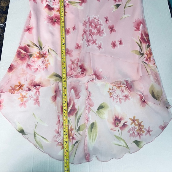 Vintage Y2K 90s B. Smart sz. M? Floral Maxi Dress Draped Cowl Neck Lined Pink - Picture 13 of 14